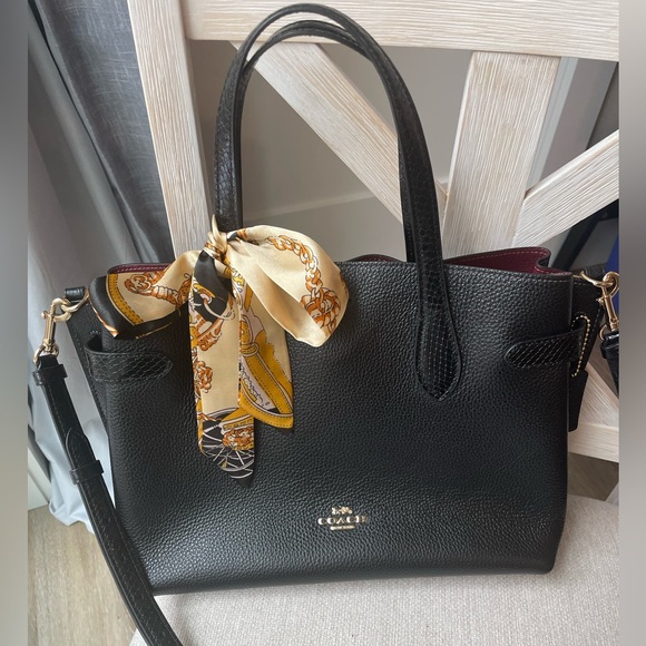 Coach Handbags - Coach Hanna Carryall Satchel Crossbody Snake-embossed with black pebbled leather